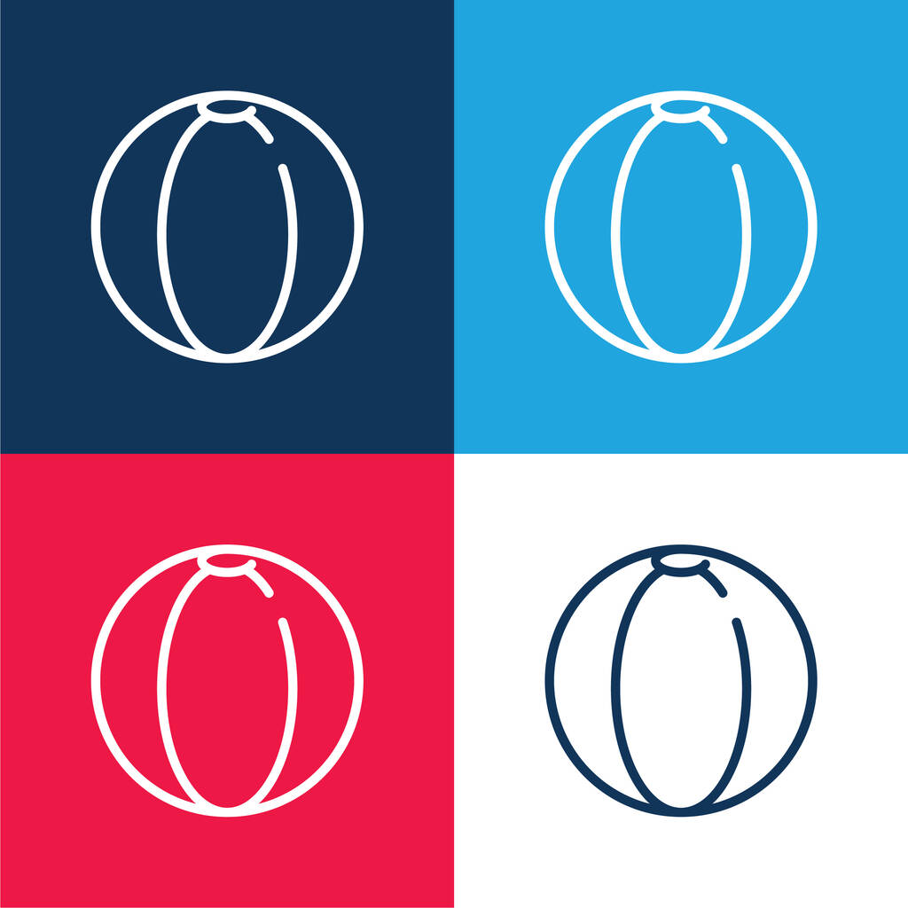 Біч Бляха синій і червоний чотири кольори мінімальний набір ікон - Вектор, зображення