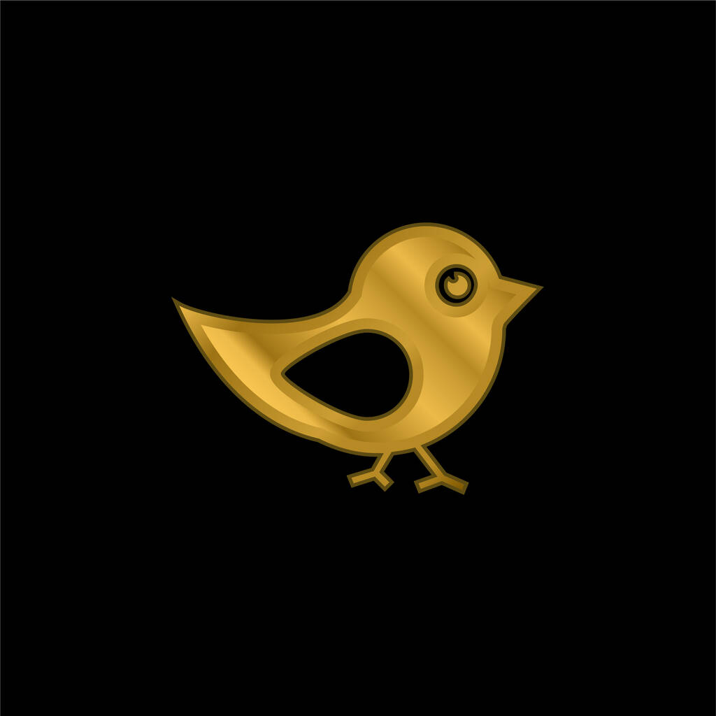 Ptak z czarnych i białych piór złocone metaliczne ikona lub wektor logo - Wektor, obraz