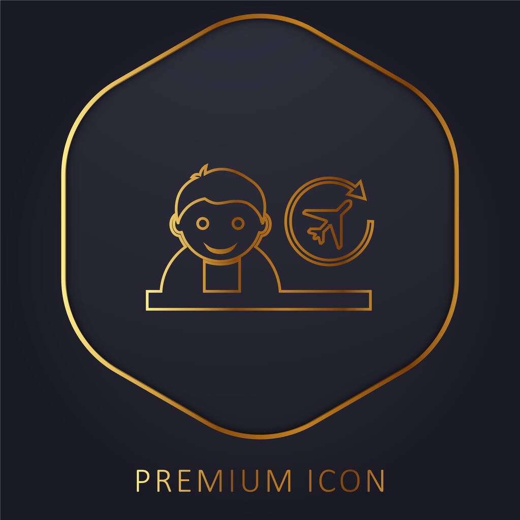 Boy golden line premium logo or icon - Vector, Image