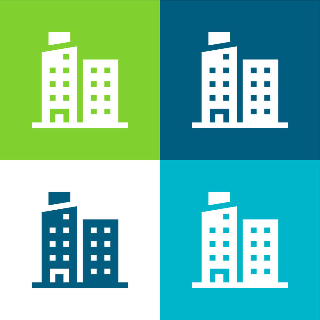 Apartman lakás négy szín minimális ikon készlet - Vektor, kép