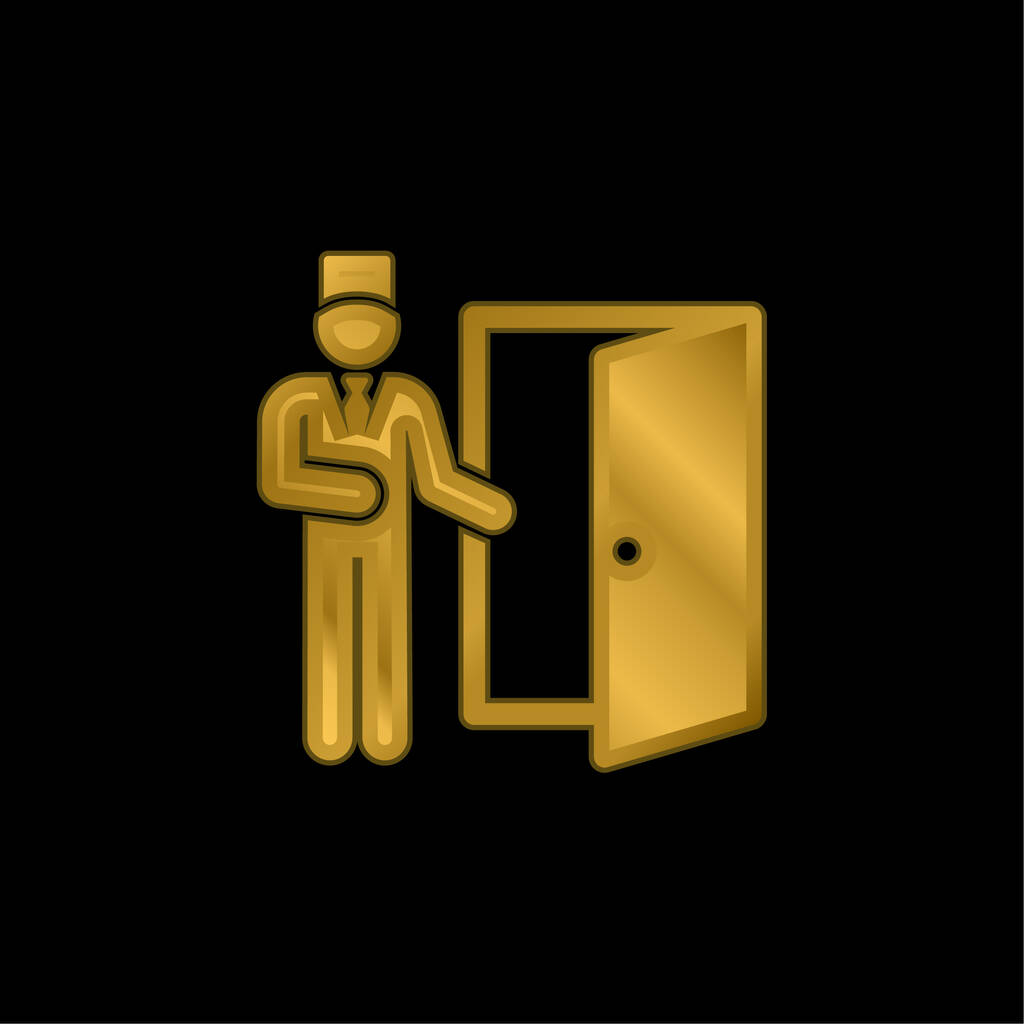 Bell Boy chapado en oro icono metálico o logo vector - Vector, imagen