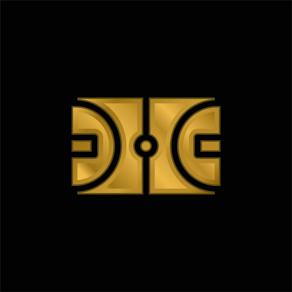 Basketball Court banhado a ouro ícone metálico ou vetor logotipo - Vetor, Imagem