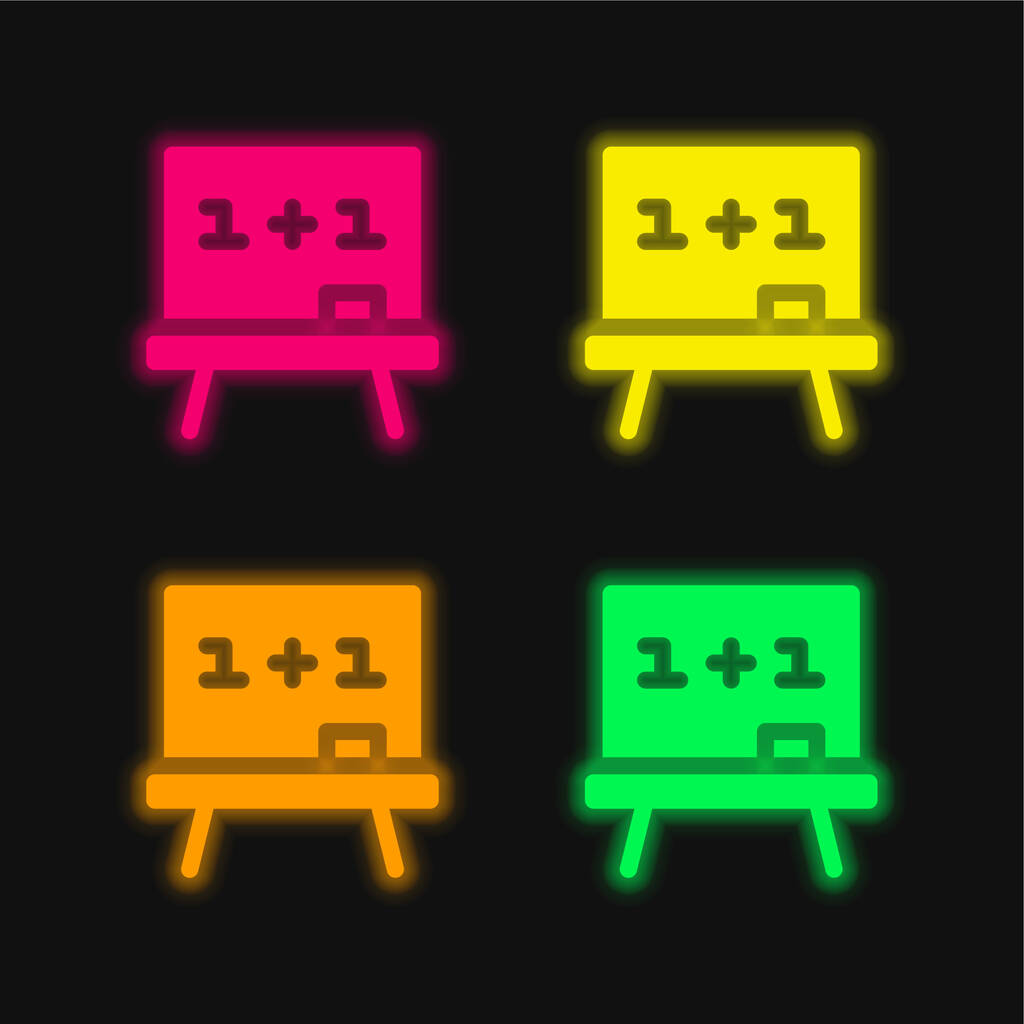 Placa quatro cor brilhante ícone de vetor de néon - Vetor, Imagem