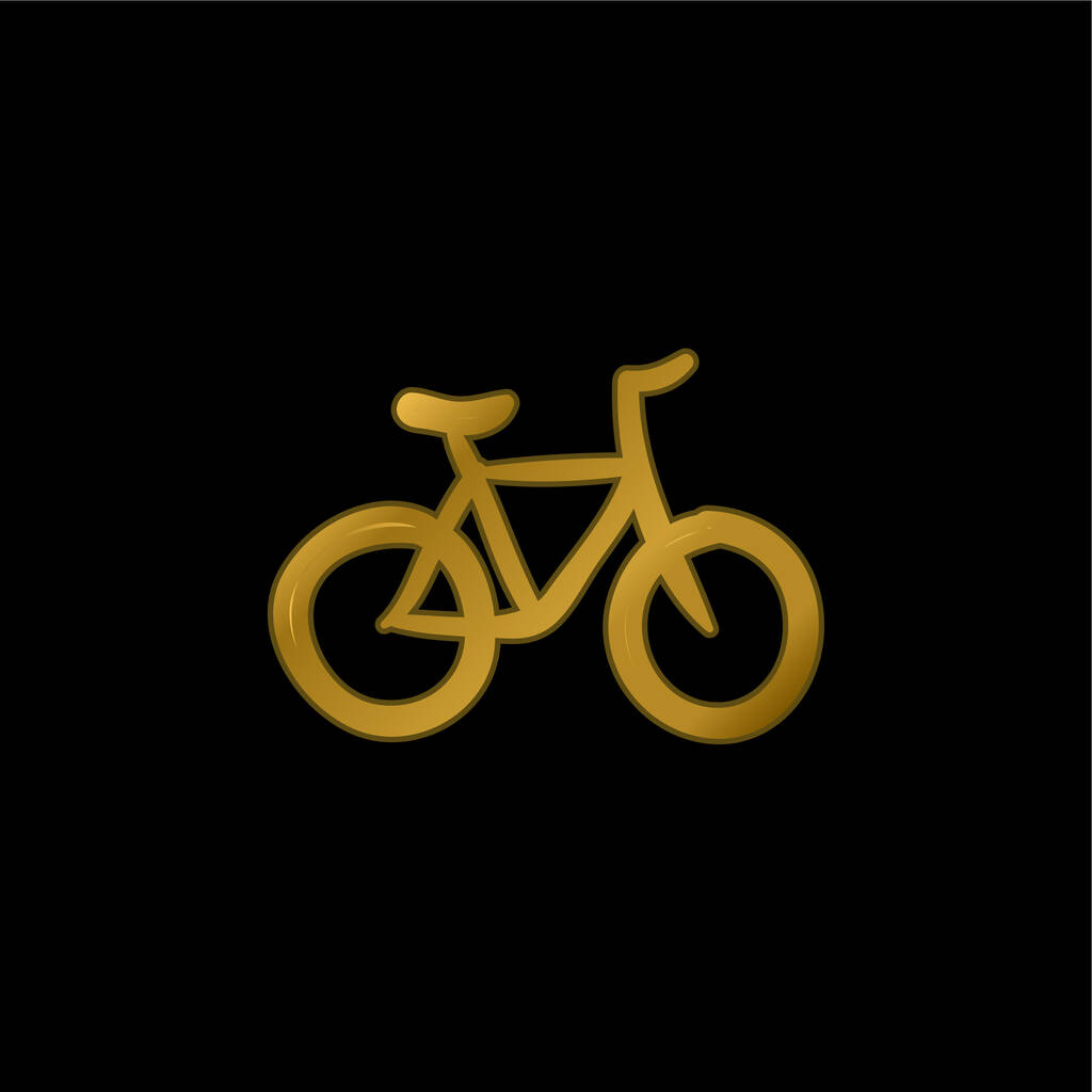 Rower ręcznie rysowane Transport ekologiczny złoty metaliczny ikona lub wektor logo - Wektor, obraz
