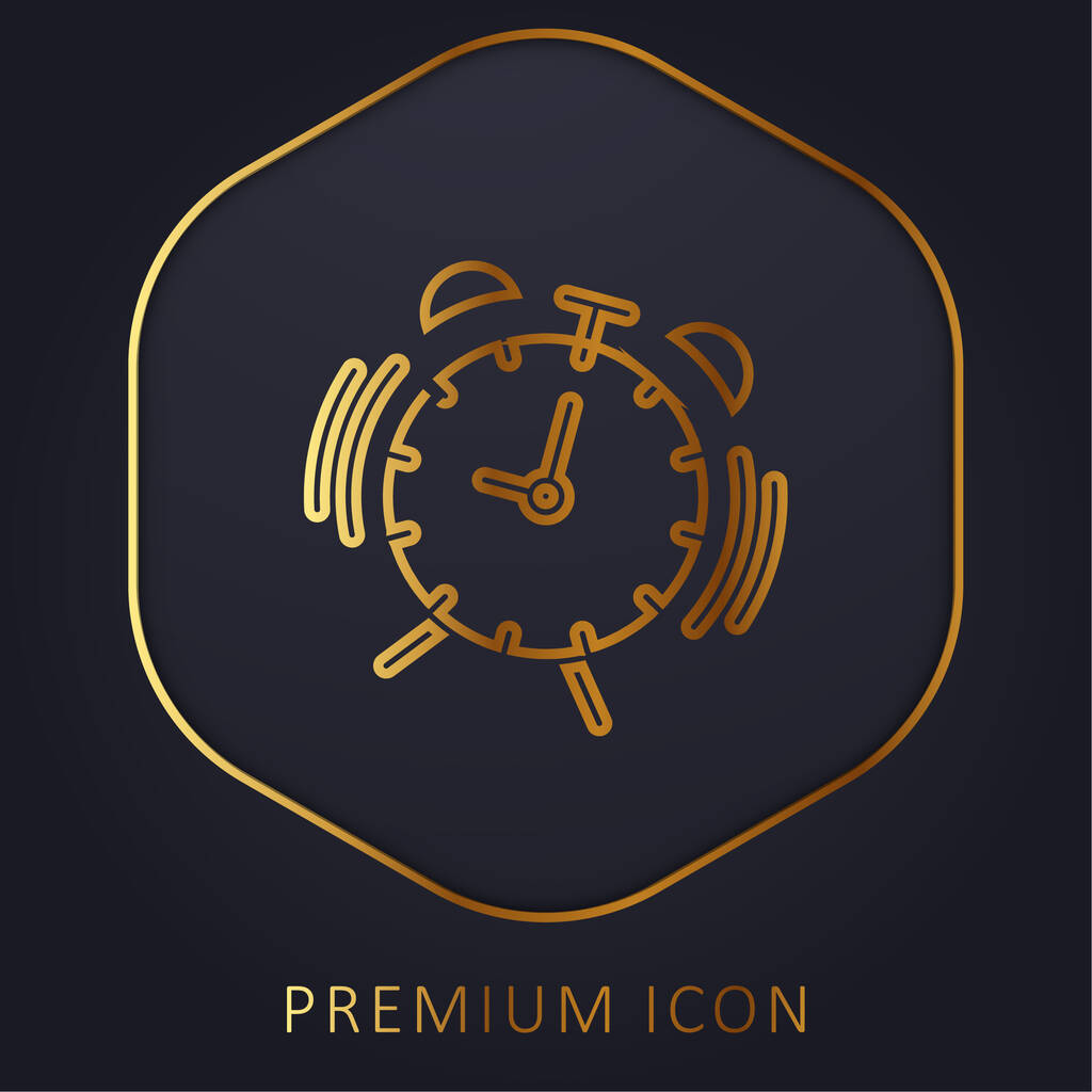Alarm Clock golden line premium logo or icon - Vector, Image