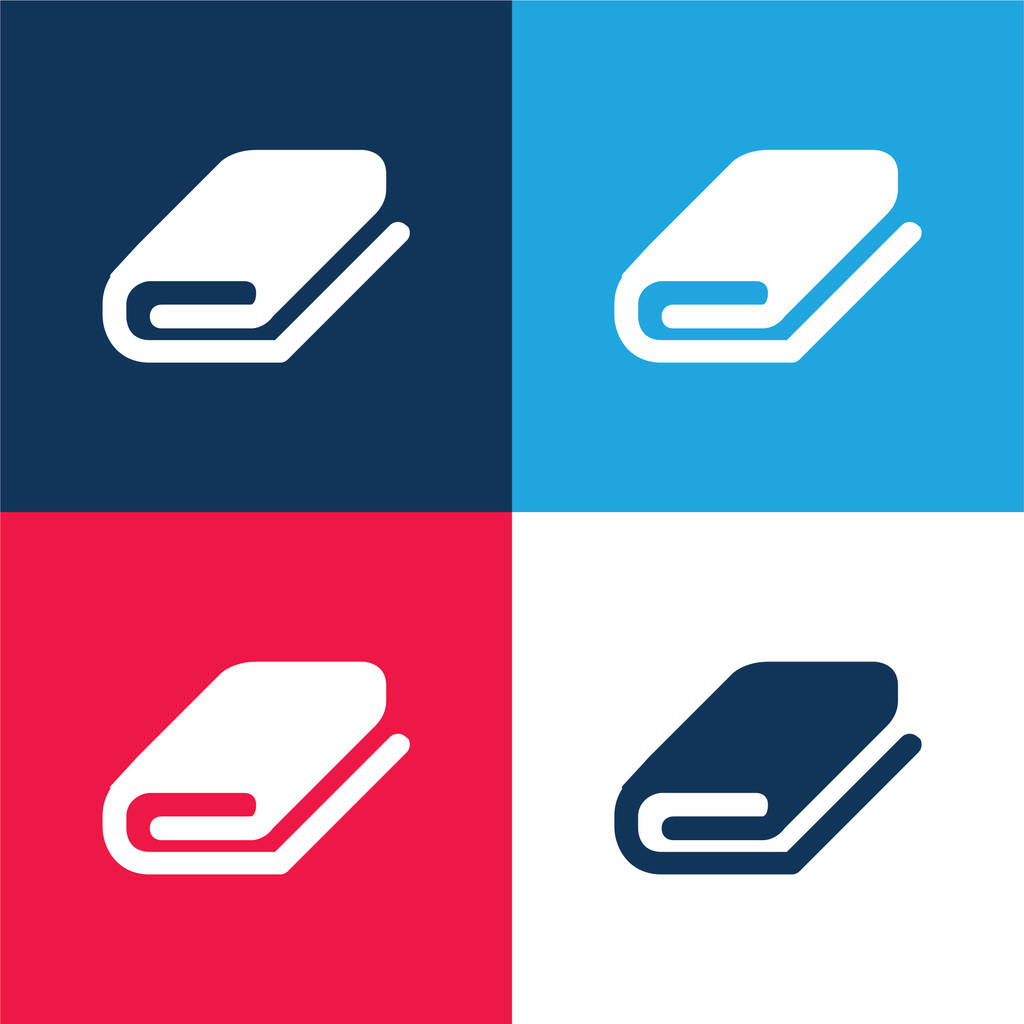 Livre bleu et rouge quatre couleurs minimum jeu d'icônes - Vecteur, image