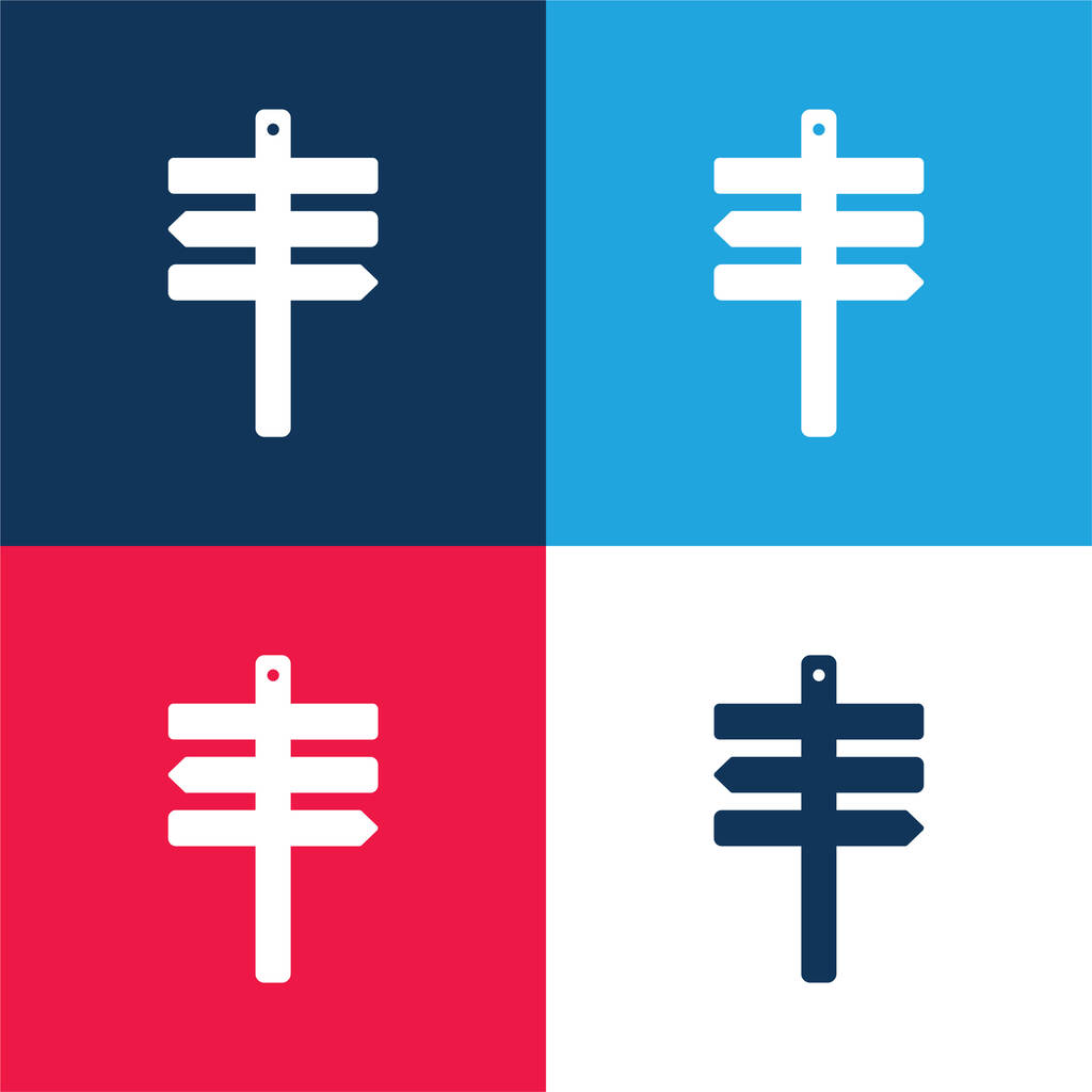 Plaża znak niebieski i czerwony cztery kolory minimalny zestaw ikon - Wektor, obraz