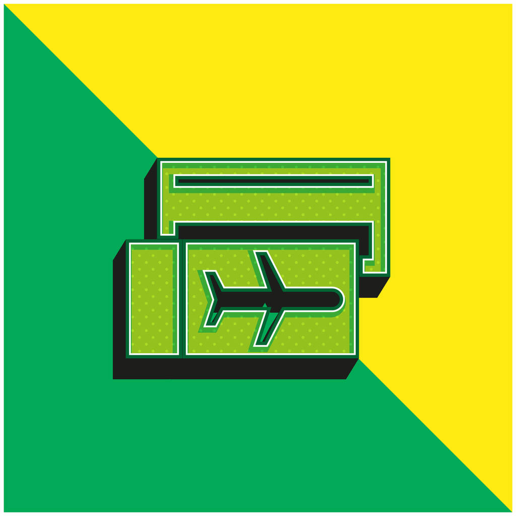 Biglietti aerei Verde e giallo moderno 3d vettoriale icona logo - Vettoriali, immagini