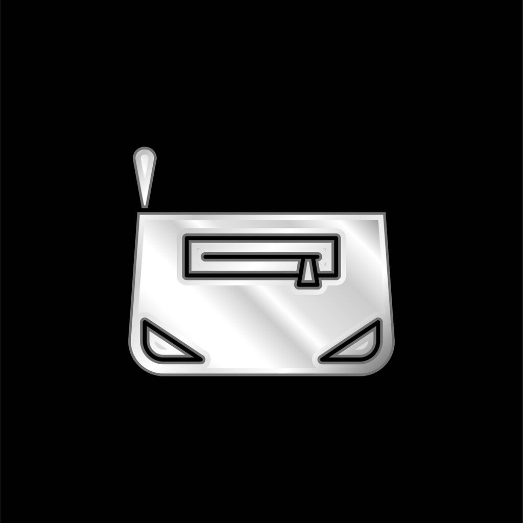 Bolso plateado icono metálico - Vector, imagen