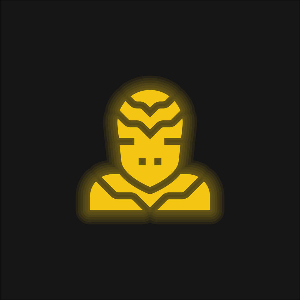 Alien amarillo brillante icono de neón - Vector, Imagen