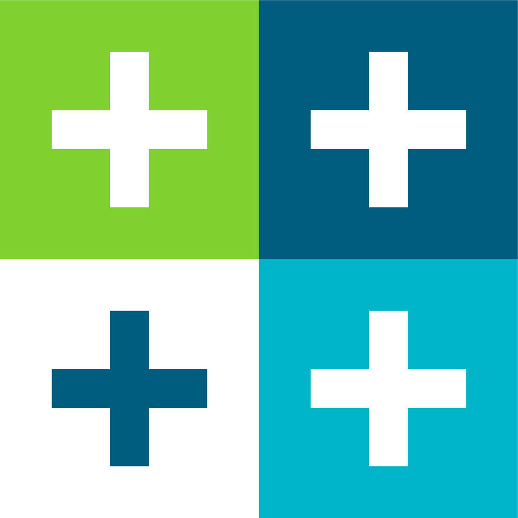 Addition Sign Lapos négy szín minimális ikon készlet - Vektor, kép