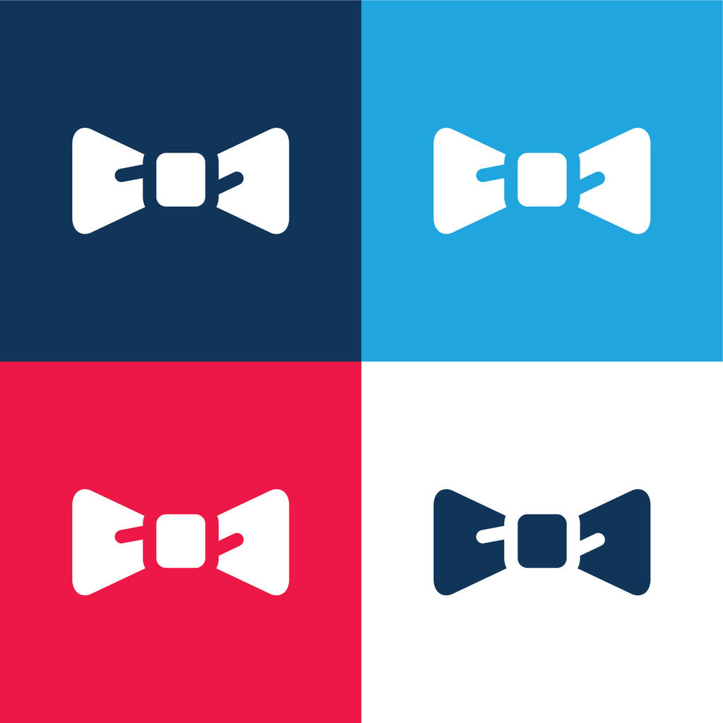 Bow modrá a červená čtyři barvy minimální ikona nastavena - Vektor, obrázek