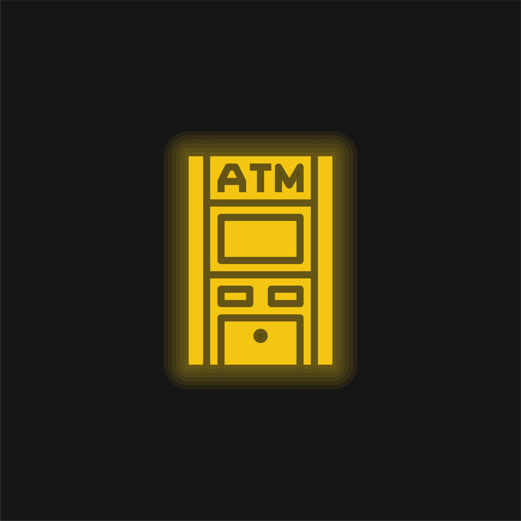Geldautomat leuchtet neongelb - Vektor, Bild