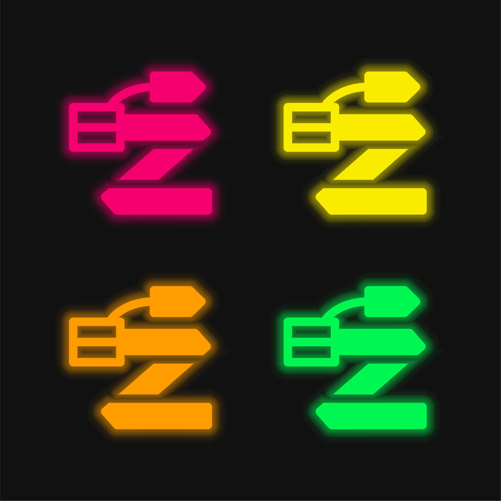Cinto quatro cor brilhante ícone vetor de néon - Vetor, Imagem
