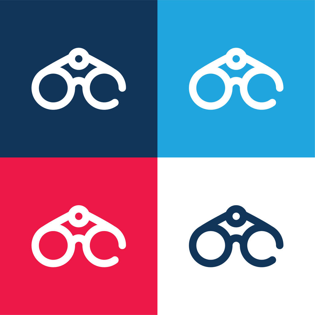 Ferngläser blau und rot vier Farben minimales Symbol-Set - Vektor, Bild