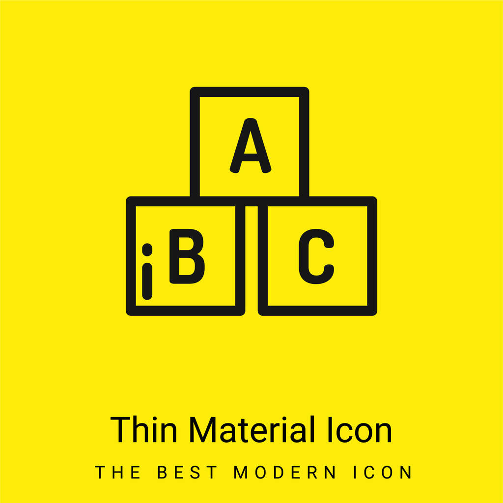 ABC minimal jaune vif icône matérielle - Vecteur, image