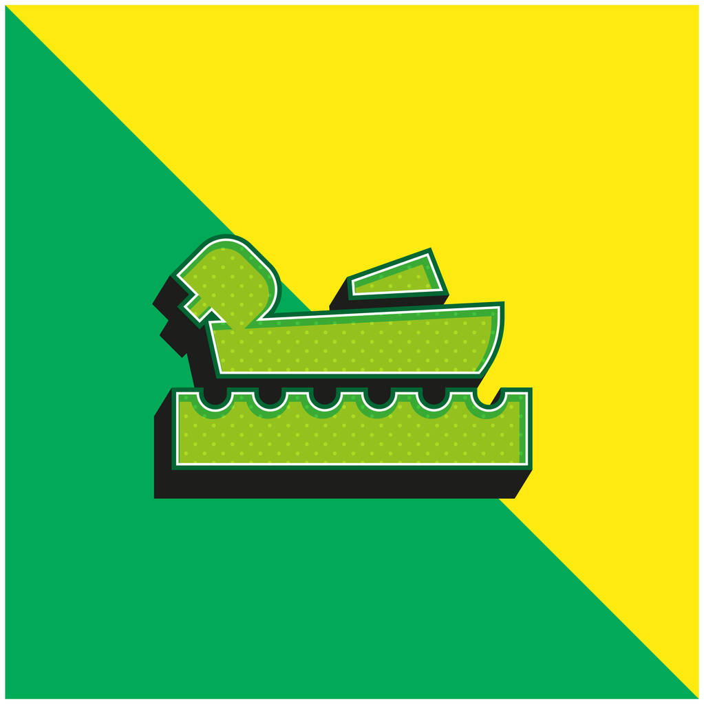Canottaggio Logo icona vettoriale 3d moderna verde e gialla - Vettoriali, immagini