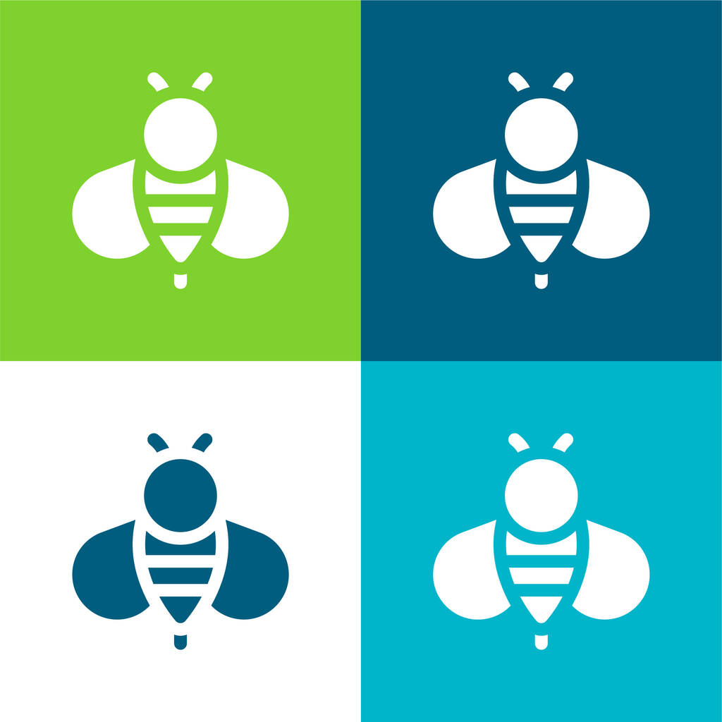 Set di icone minimali a quattro colori Bee Flat - Vettoriali, immagini