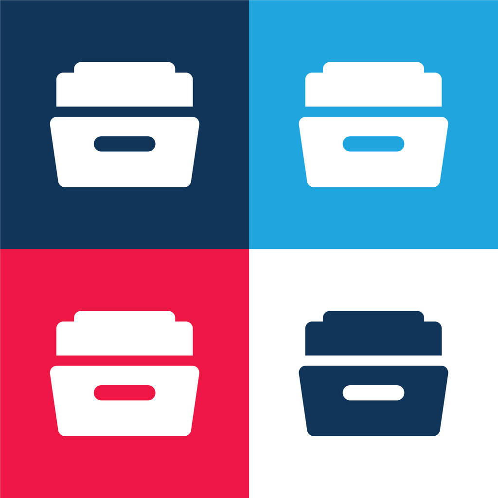Big Open Folder azul y rojo conjunto de iconos mínimo de cuatro colores - Vector, imagen
