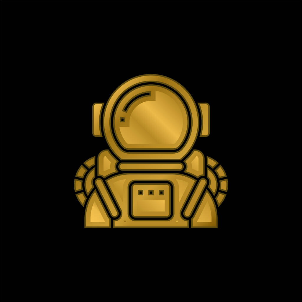 Astronauta chapado en oro icono metálico o logo vector - Vector, Imagen