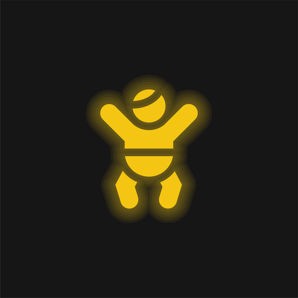赤ちゃん黄色のネオンアイコン - ベクター画像