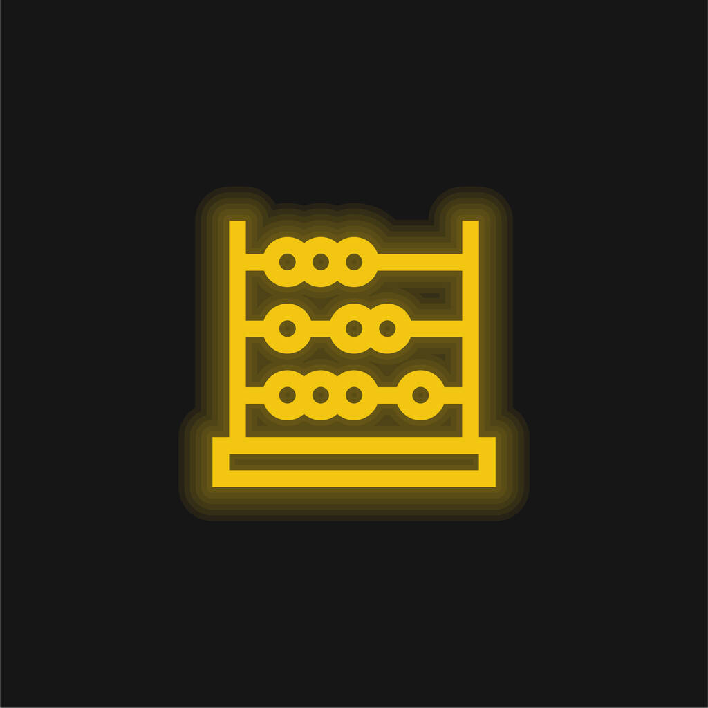 Abacus amarillo brillante icono de neón - Vector, Imagen
