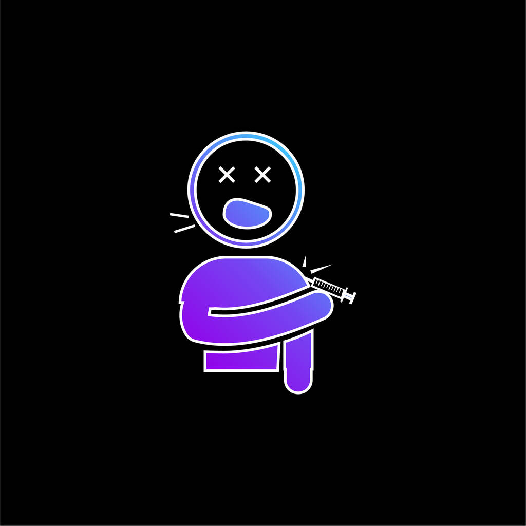 Boy Screaming Hurted With A Knife In His Shoulder blue gradient vector icon - Vector, Image