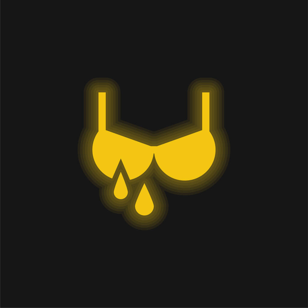 Karmienie piersią żółty świecący neon ikona - Wektor, obraz