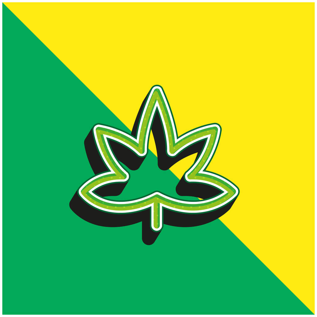 Big Mapple Leaf Zielony i żółty nowoczesny ikona wektora 3D logo - Wektor, obraz