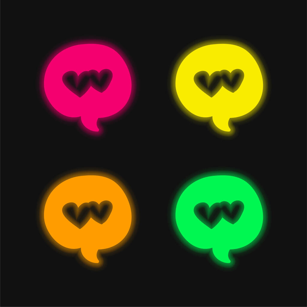 Balloon four color glowing neon vector icon - Vector, Image