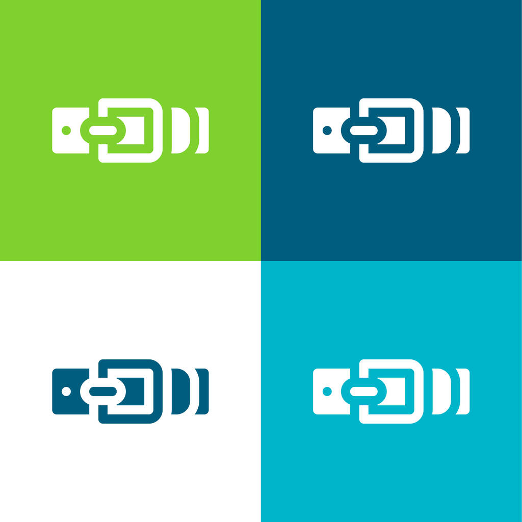 Пояс плоский четыре цвета минимальный набор значков - Вектор,изображение