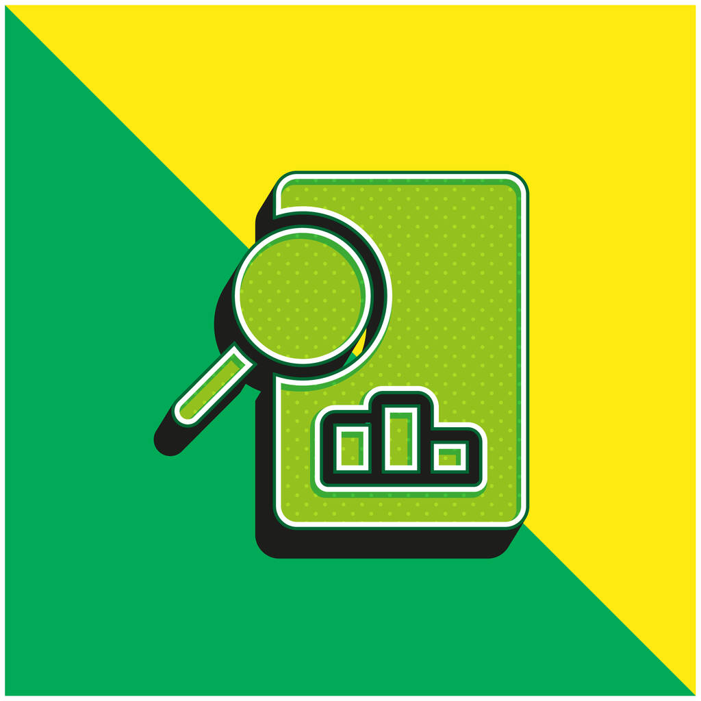 Analiza Zielone i żółte nowoczesne logo ikony wektora 3D - Wektor, obraz