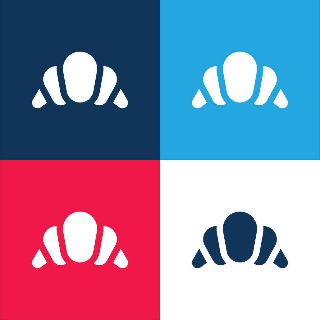 Big Croissant modrá a červená čtyři barvy minimální ikona nastavena - Vektor, obrázek