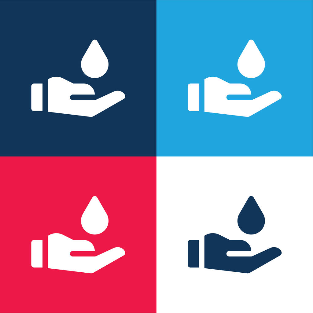 Doação de sangue azul e vermelho quatro cores conjunto de ícones mínimos - Vetor, Imagem