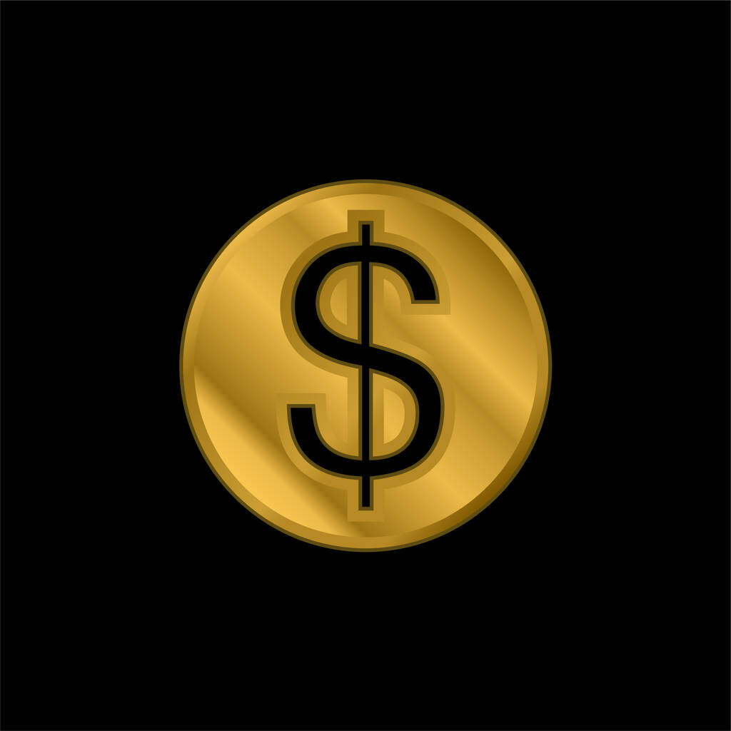 Büyük Dolar Sikkesi altın kaplama metalik simge veya logo vektörü - Vektör, Görsel