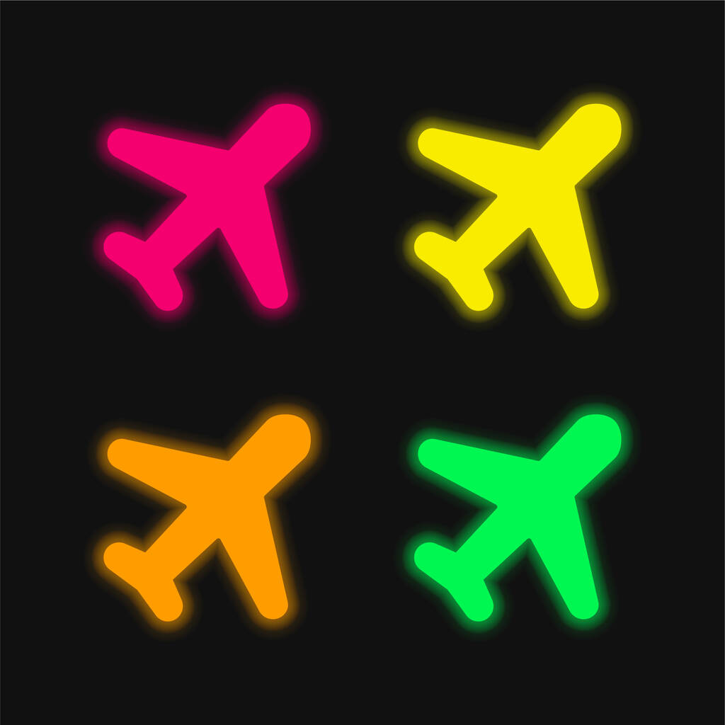 Air Mail čtyři barvy zářící neonový vektor ikona - Vektor, obrázek