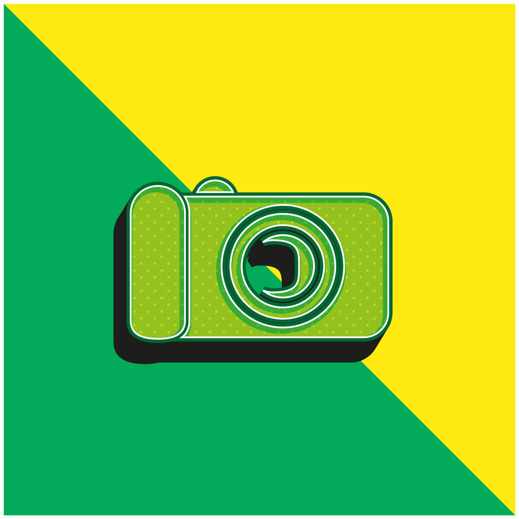 Cámara digital negro verde y amarillo moderno vector 3d icono logotipo - Vector, imagen