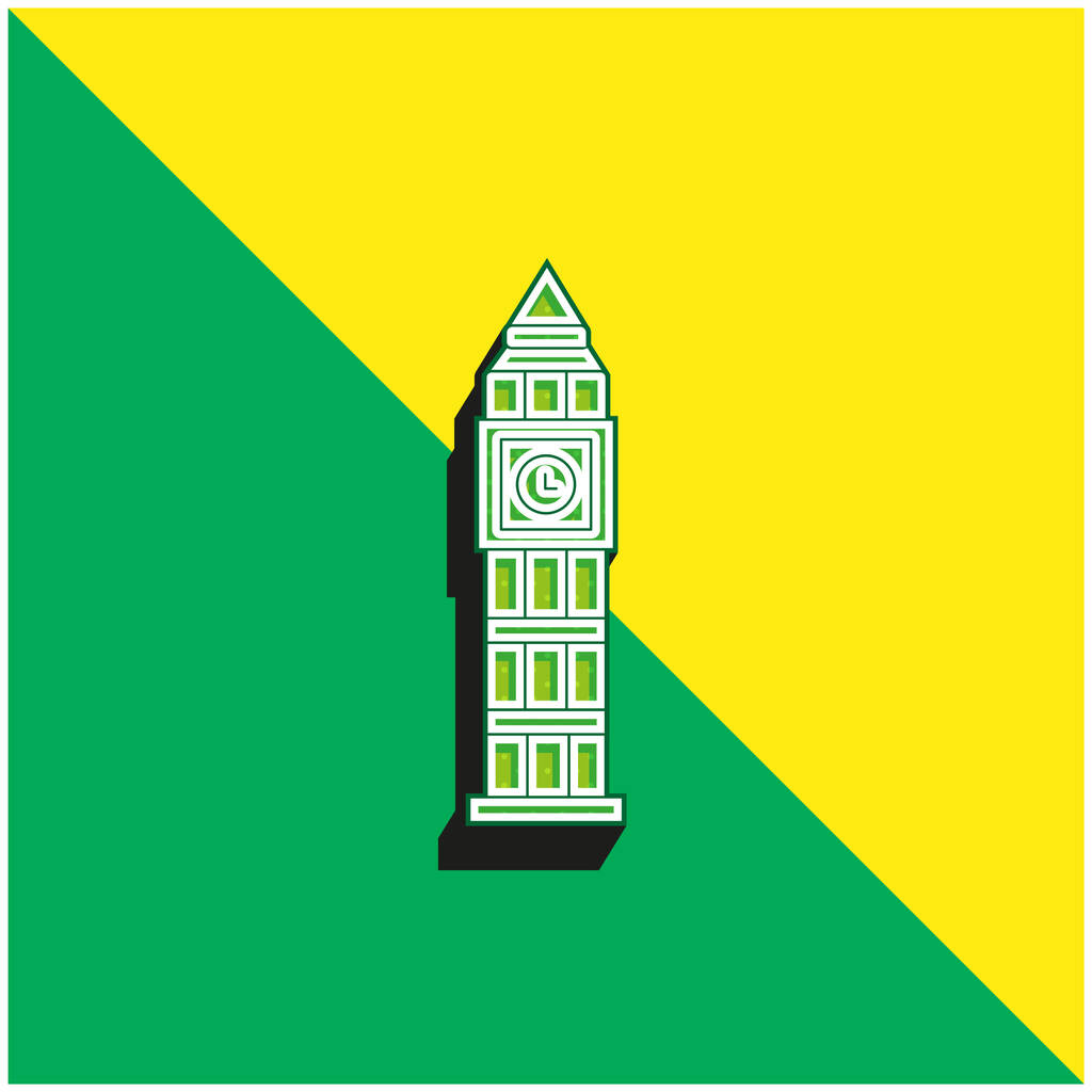 Big Ben Green i żółty nowoczesny ikona wektora 3D logo - Wektor, obraz