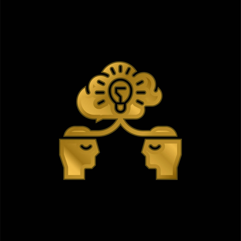 Мозковий штурм золотий металевий значок або вектор логотипу
 - Вектор, зображення
