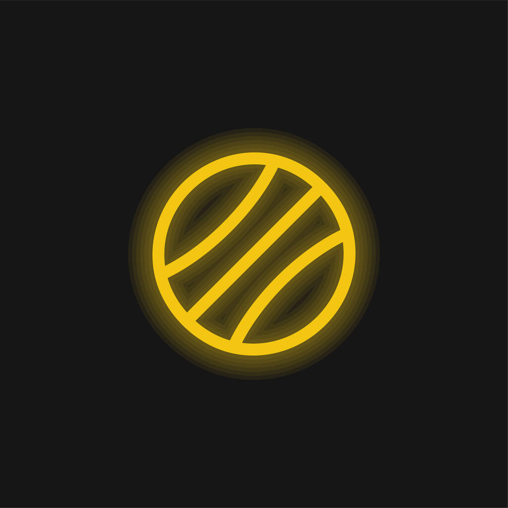 Bola de praia ícone de néon brilhante amarelo - Vetor, Imagem