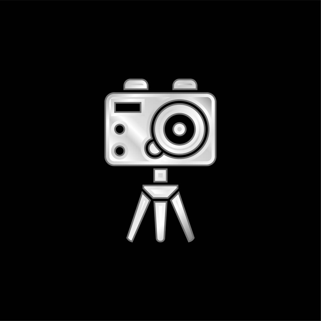Action Camera icône métallique argentée - Vecteur, image