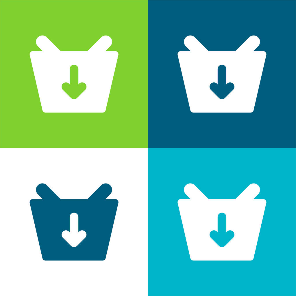 Basket Download Flat four color minimal icon set - Vector, Image