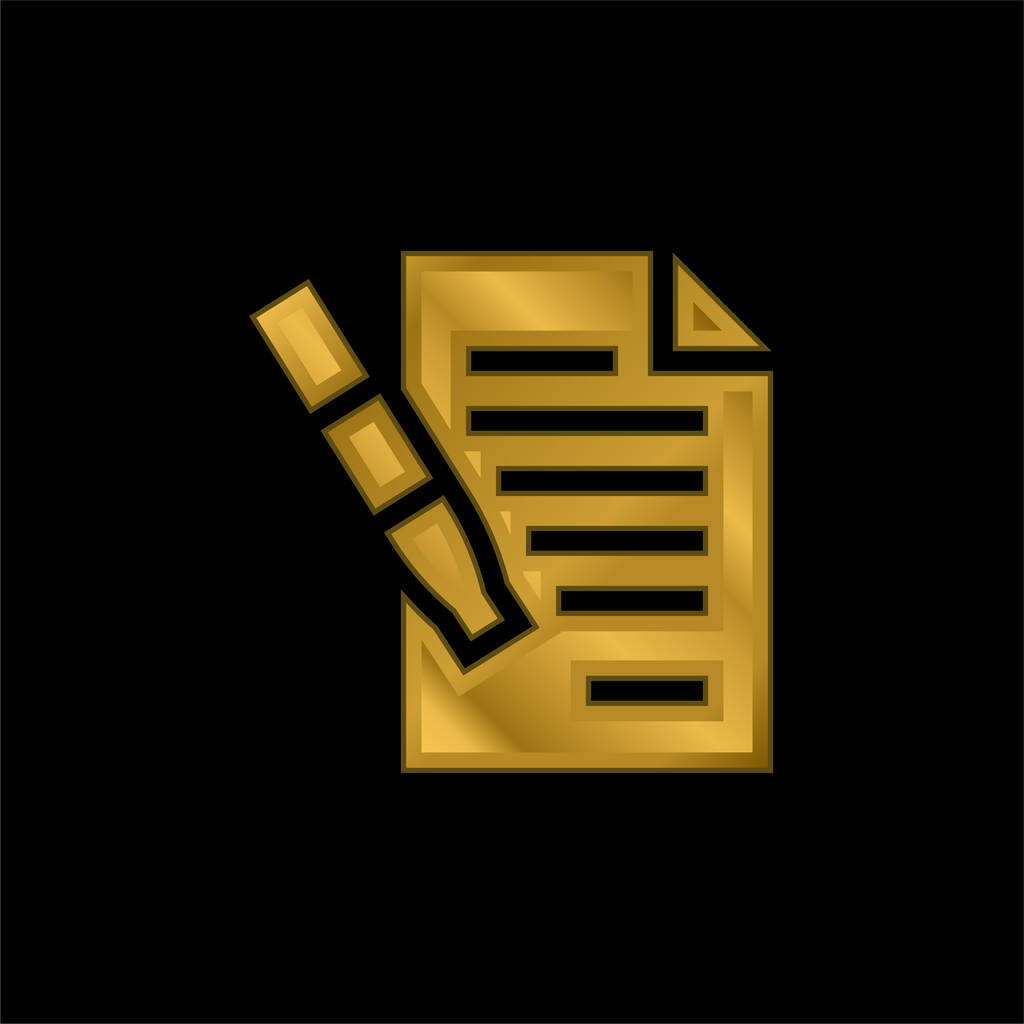 Acuerdo chapado en oro icono metálico o logo vector - Vector, Imagen