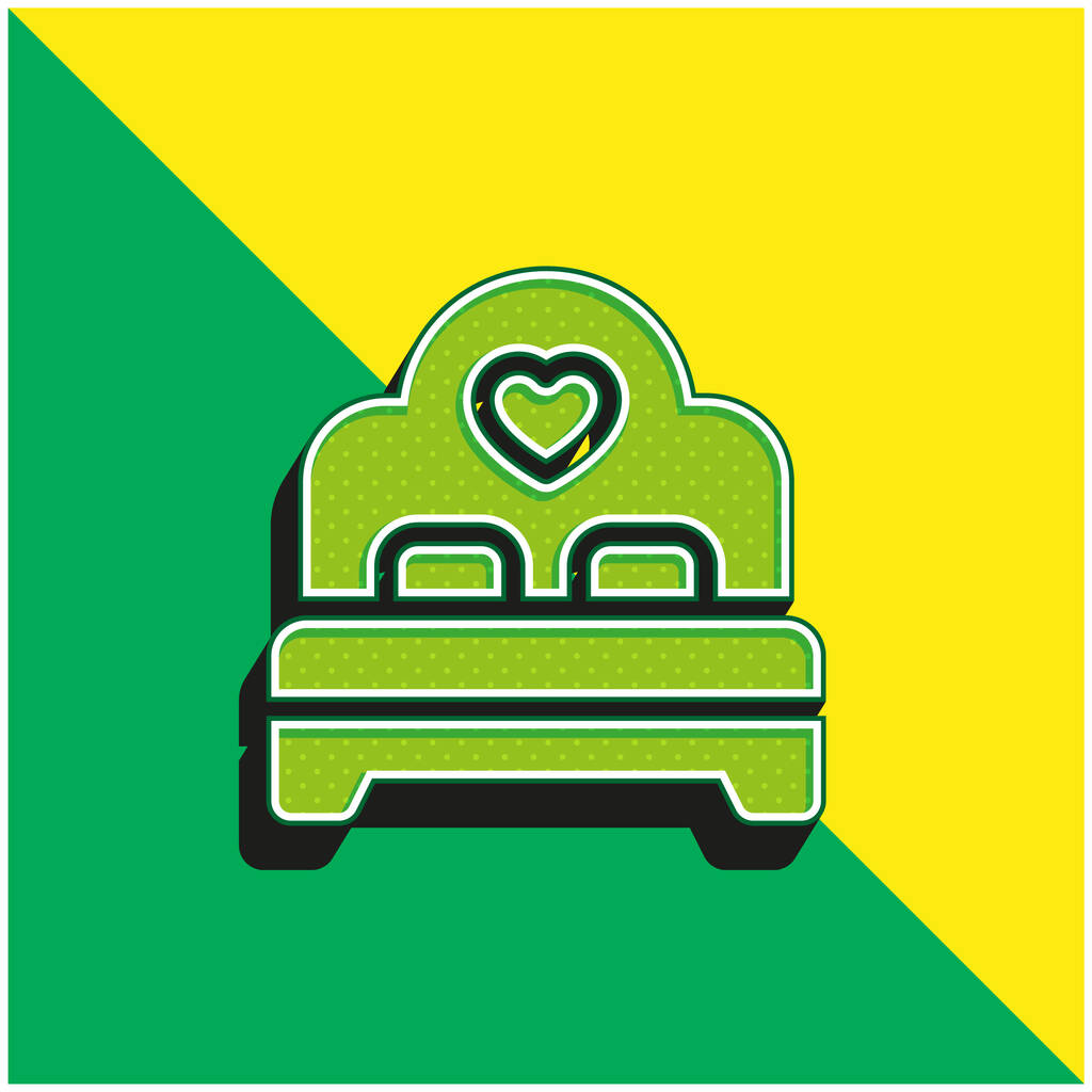 Cama verde y amarillo moderno logotipo del icono del vector 3d - Vector, imagen