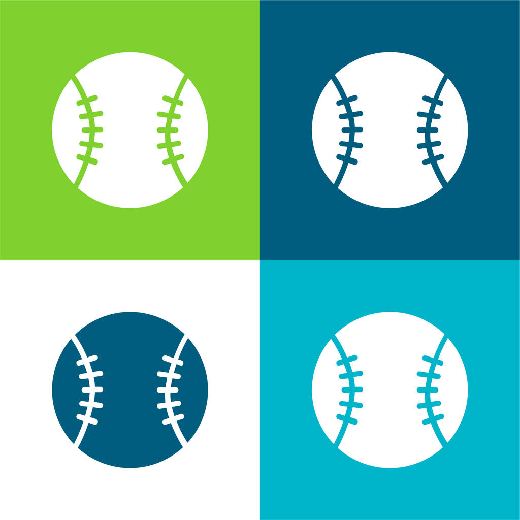 Baseball Flat four color minimal icon set - Vector, Image