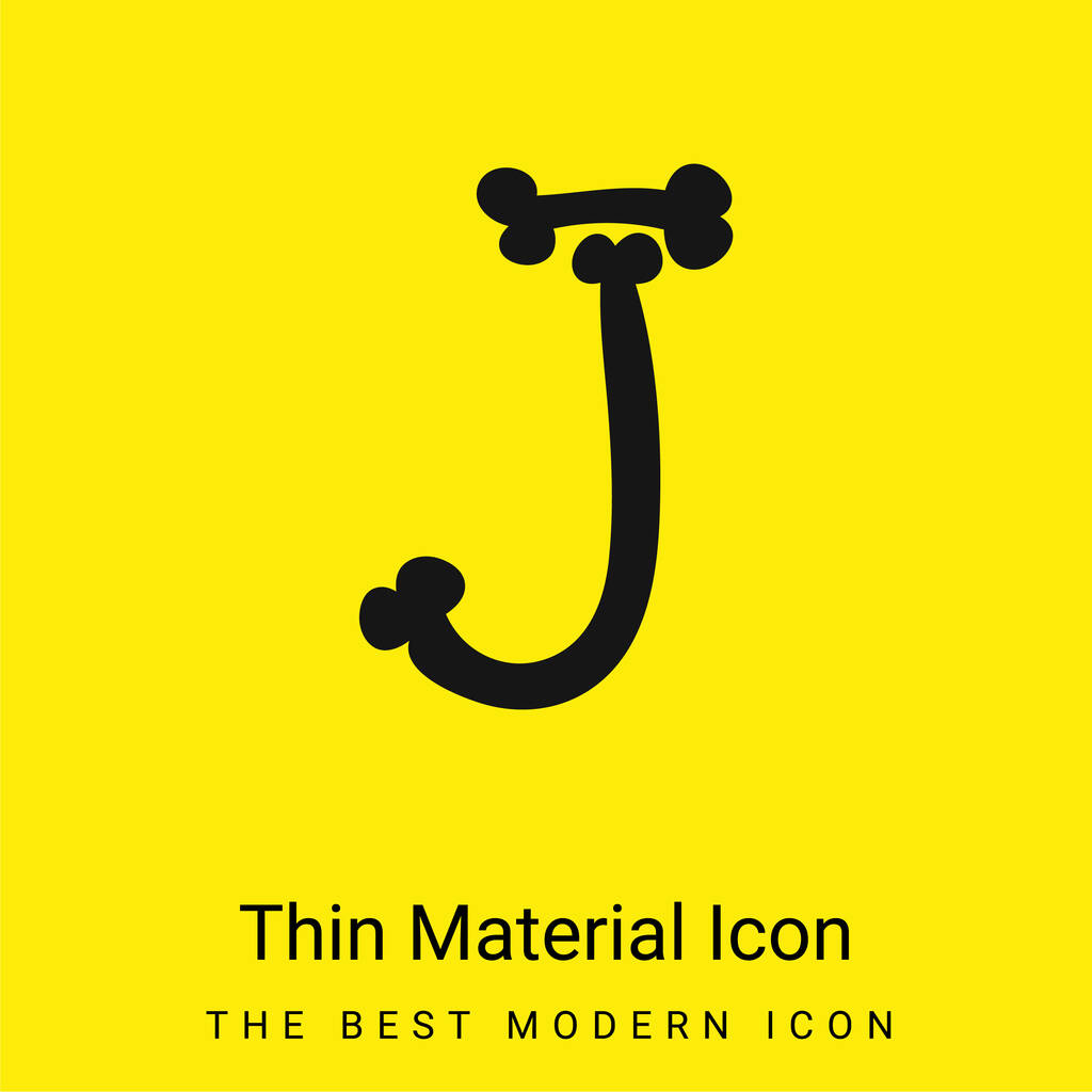 Huesos Tipografía de Halloween Letra J icono de material amarillo brillante mínimo - Vector, imagen