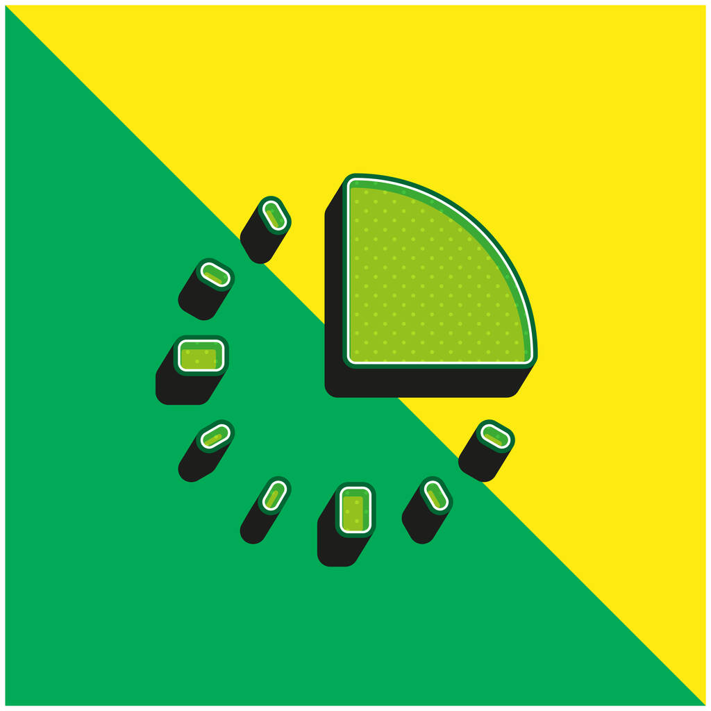 15 λεπτά Πράσινο και κίτρινο σύγχρονο 3d διάνυσμα εικονίδιο λογότυπο - Διάνυσμα, εικόνα