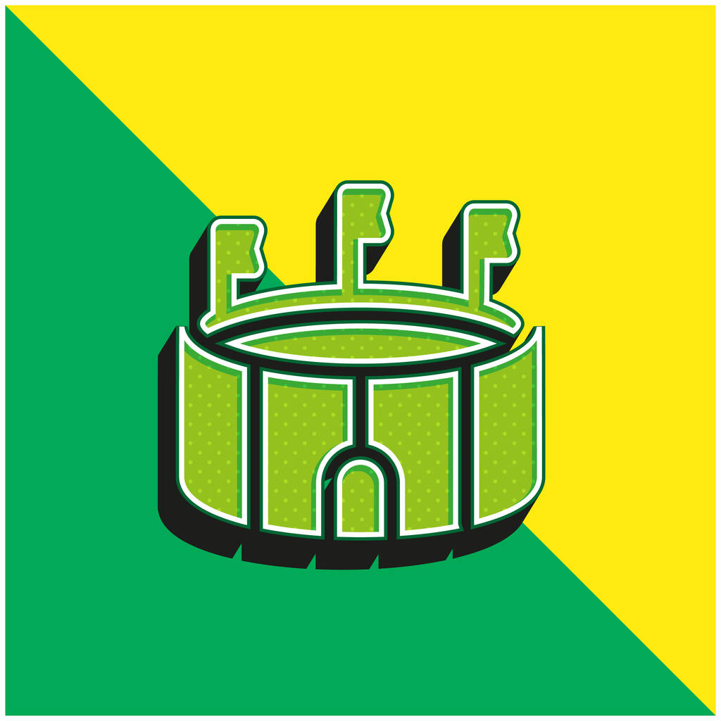 Arena Zöld és sárga modern 3D vektor ikon logó - Vektor, kép