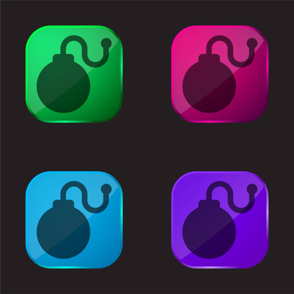 Bomba négy színű üveg gomb ikon - Vektor, kép