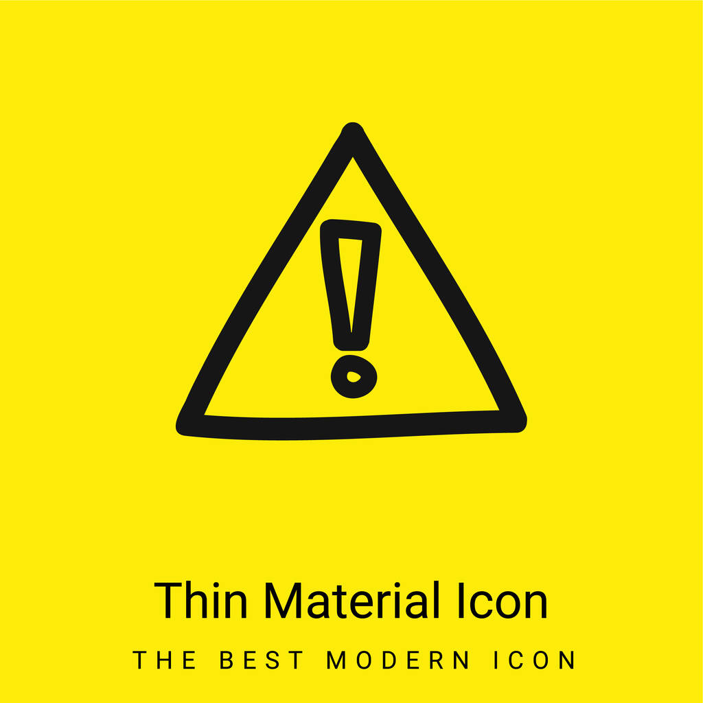 Alert Hand Drawn Sign minimal bright yellow material icon - Vector, Image